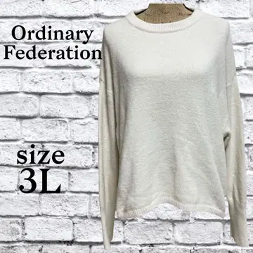 P35 오디너리 페더레이션 [ 3L ] 하이 게이지 니트 심플 화이트
