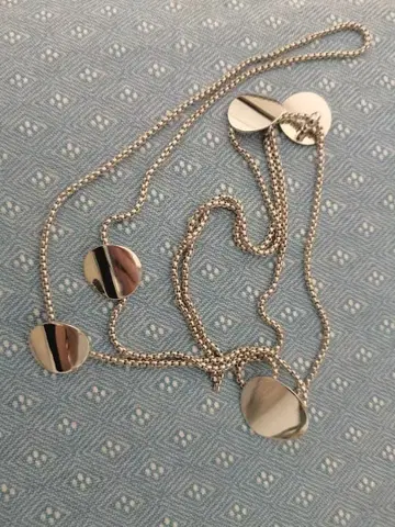 실버 원형 디스크 체인 목걸이