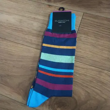 새상품급 BUGATCHI 부가치 고급 삭스 멀티 컬러 보더 이탈리아제
