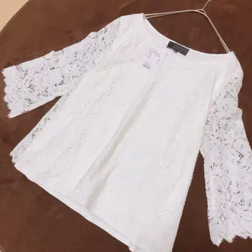 택 포함 새상품 언타이틀 레이스 레이어드 상의 세레모니 크로셰 완판