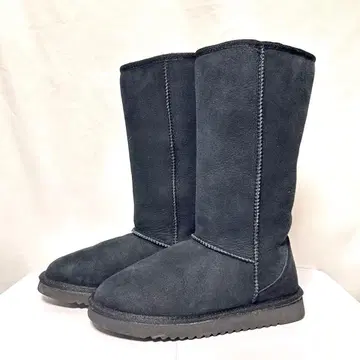 새상품 양가죽 어그 부츠 롱 기장 블랙 24cm