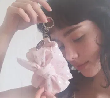 cozing 리본 지갑 도트 핑크