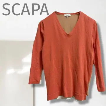 k3 [스캐파] 스웨터/새상품급 V넥 바이컬러 고급 면100% 부드러운