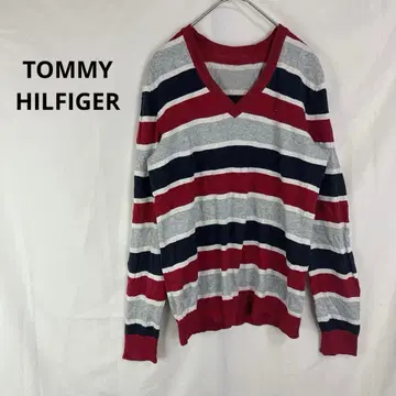 타미힐피거 TOMMY HILFIGER 보더 V넥 니트 봄/가을