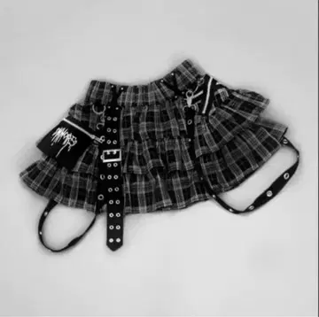 dimmoire 프릴 미니 스커트 체크