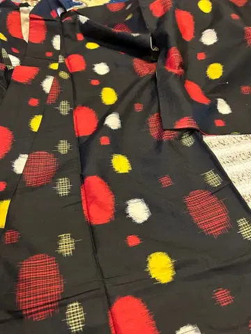 메이센 이중 기모노 물방울 패턴