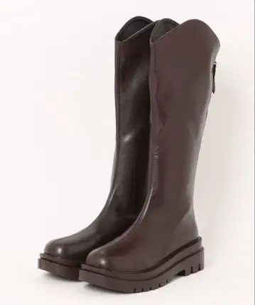 Revo. 트랙 밑창 롱 부츠 브라운