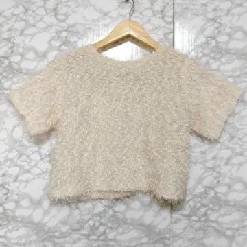 Stylevoice for xxx 라메 샤기 크롭 상의