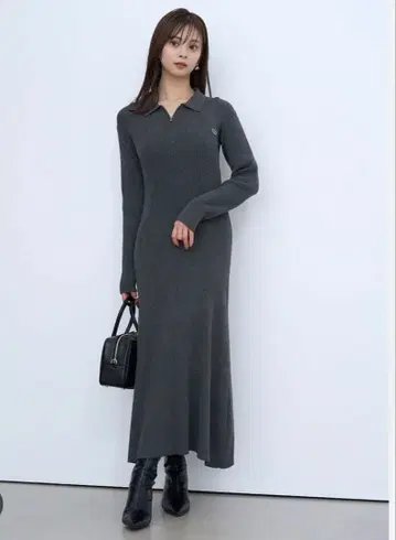 SNIDEL x LACOSTE 스키퍼 리브 니트 원피스