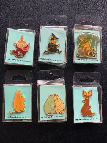 미개봉 당시물 무민 핀 배지 6개 세트 빈티지 굿즈