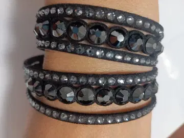 Swarovski 블랙 3연 팔찌 크리스탈 비즈
