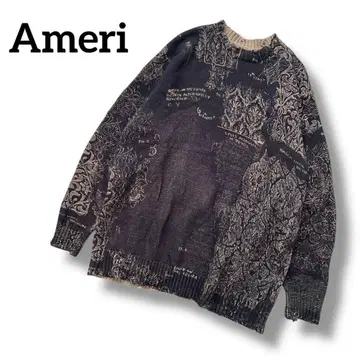 Ameri 빈티지 오버 사이즈 니트 데미지 페인