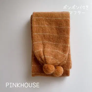 PINK HOUSE 핑크하우스 모헤어 폼폼 포함 머플러