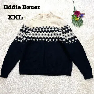 에디 바우어 노르딕 무늬 니트 스웨터 두꺼운 원단 하이넥 빅 사이즈