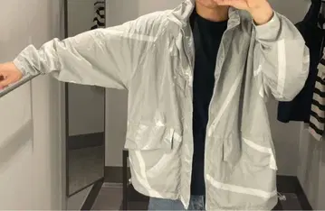 H&M 나일론 자켓 에이치앤엠 그레이 나일론 후드티