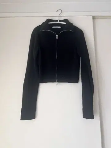 BEAUTY&YOUTH 블랙 가디건 숏 기장 더블 지퍼