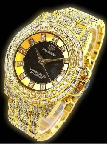 골드 쿼츠 손목시계 크리스탈 장식