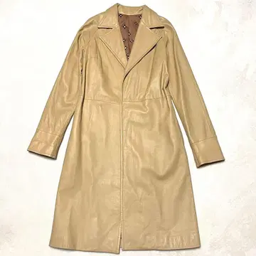 새상품급 램 가죽 여성용 롱 코트 M~L 사이즈 베이지 브라운 계열