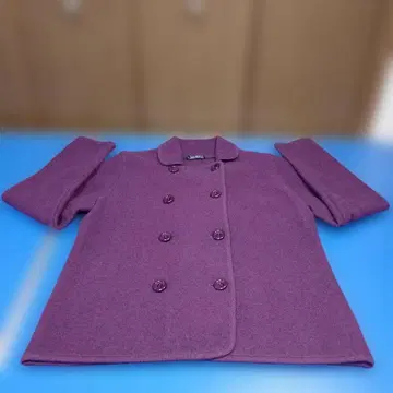 따뜻한 울, 퍼플 더블 브레스트 자켓, 여성용 L