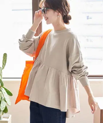 FREAK'S STORE 피그먼트 가공 프릴 롱 슬리브 상의