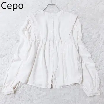 세포 퍼프 슬리브 블라우스 레이스 프릴 베이지 M 걸리시 내추럴