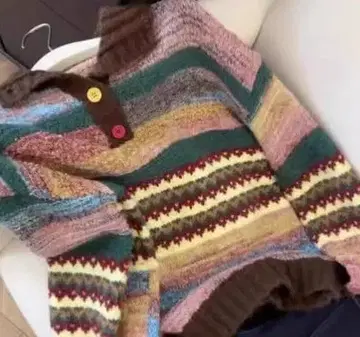 컬러풀 스트라이프 니트 스웨터 럭키 25 실버