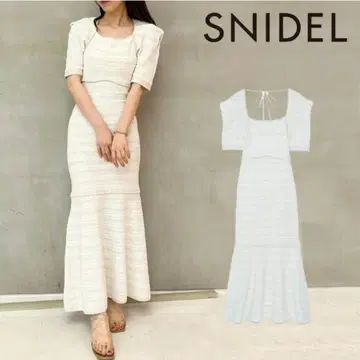 SNIDEL 화이트 니트 원피스 플레어 스커트