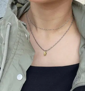 겹쳐 착용 세트 올리브 비즈 목걸이 x star chainnecklace