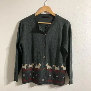 RA PASTEL 강아지 자수 그레이 가디건