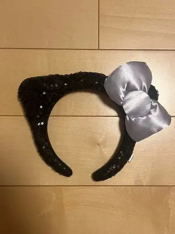 키티 머리띠 실버 리본