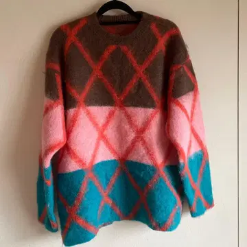 다이아몬드 패턴 오버 사이즈 스웨터