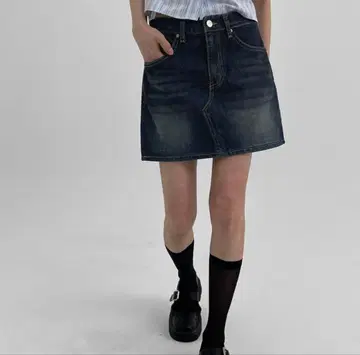 BLACKUP 딥 블루 데님 미니 스커트