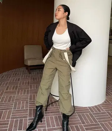 새상품 SeaRoomlynn 테이퍼드 퀼팅 살로펫 올리브 M