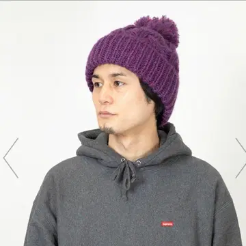CA4LA WATABOUSHI4 폼폼 포함 니트 모자 보라색