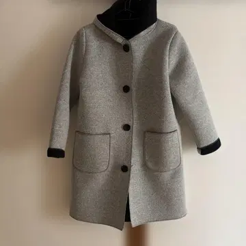 그레이 후드 부착 롱 코트