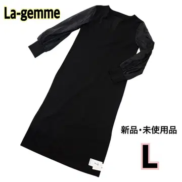 [ 새상품 미사용품 ] 원피스 긴팔 시스루 L 블랙 택 포함 심플