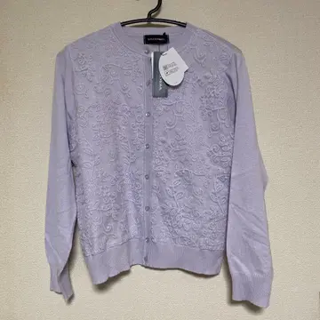 GALLORIA 레이스 자수 가디건 라벤더 레이온 혼방 L