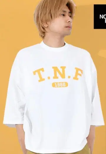 새상품 THE NORTH FACE 3/4 TNF 로고 티 M 화이트