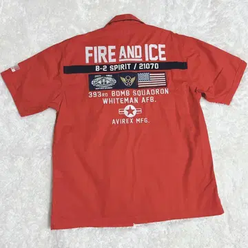 미사용급 AVIREX MILITARY SHIRT FIRE&ICE 빨간색