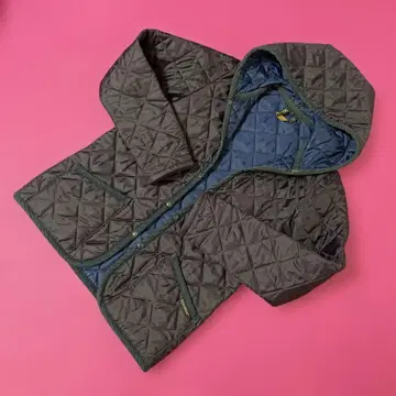 라벤햄 후드 부착 퀼팅 자켓 보라색