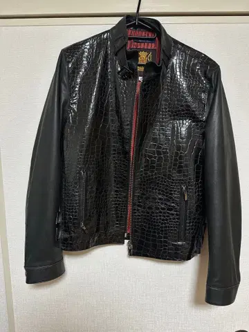 재패니즈 블루 크로커다일 패턴 가죽 라이더 자켓