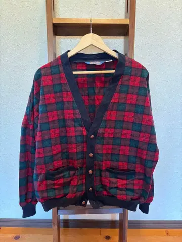 펜들턴 체크 무늬 울 V넥 가디건