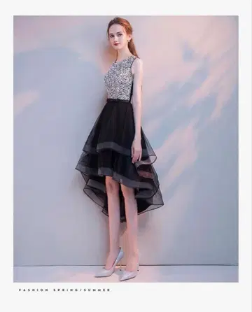 블랙 드레스 스팽글 연주회 결혼식 동창회 원피스 M