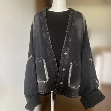 odds on complex 블랙 데님 자켓 오버 사이즈