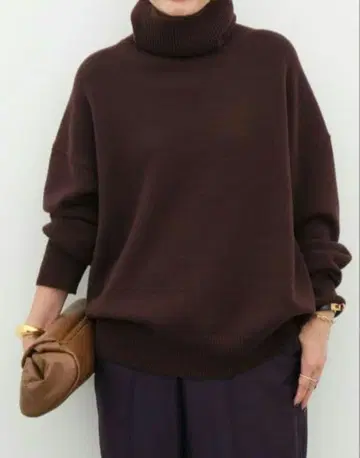 24AW Deuxieme Classe 미들 게이지 터틀 니트 브라운