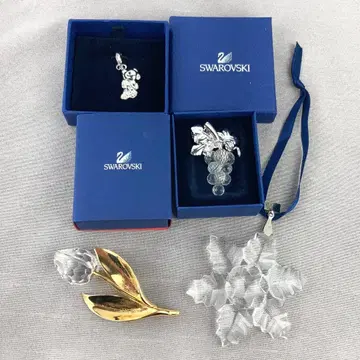 스와로브스키 브로치 키 참 오너먼트 일괄 4점