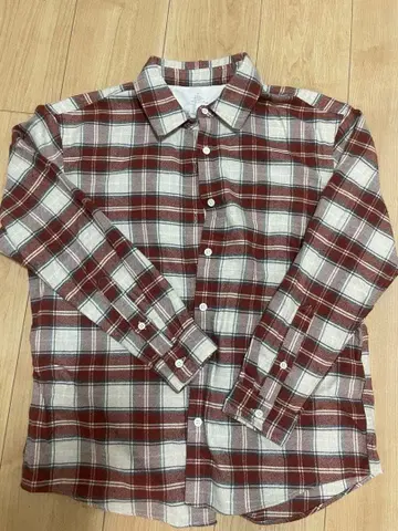 체크 무늬 긴팔 셔츠 S 사이즈 브라운