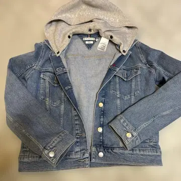 여성용 TOMMY HILFIGER 데님 자켓 후드 부착