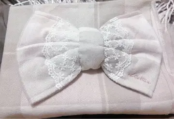 리즈리사 체크 리본 스톨 그레이