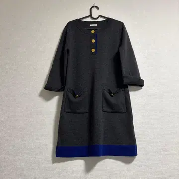 IENA 모 100% 골드 버튼 니트 원피스